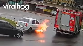 Fire Truck in Right Place at Right Time || ViralHog