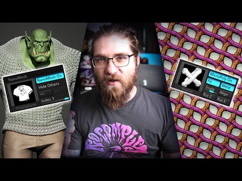 Bend MICROPOLY and NANOMESH to your will in ZBRUSH (To make fluffy sweaters and chainmail!)