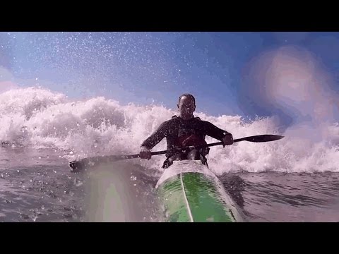 Surf Ski Surfing 5 ft waves in Nordic Kayaks Nitro Plus
