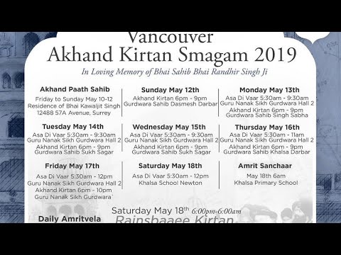 Vancouver May 2019 Annual Akhand Keertan Smagam (Tuesday Morning)