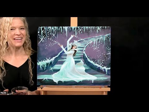 Learn How to Draw and Paint with Acrylics "ICE QUEEN"- Paint and Sip at Home - Step by Step Tutorial