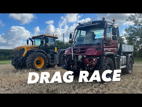 DAY865 UNIMOG v FASTRAC DRAG RACE OSR CUTTING ON FARM24#OLLYBLOGS  #AnswerAsAPercent