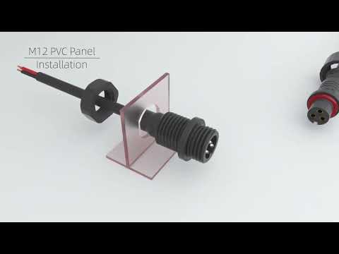 How to install M12 PVC panel type male female waterproof wire connector