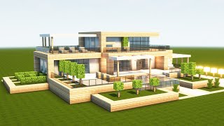 MODERNES HAUS mit POOL in MINECRAFT bauen TUTORIAL [HAUS 300]