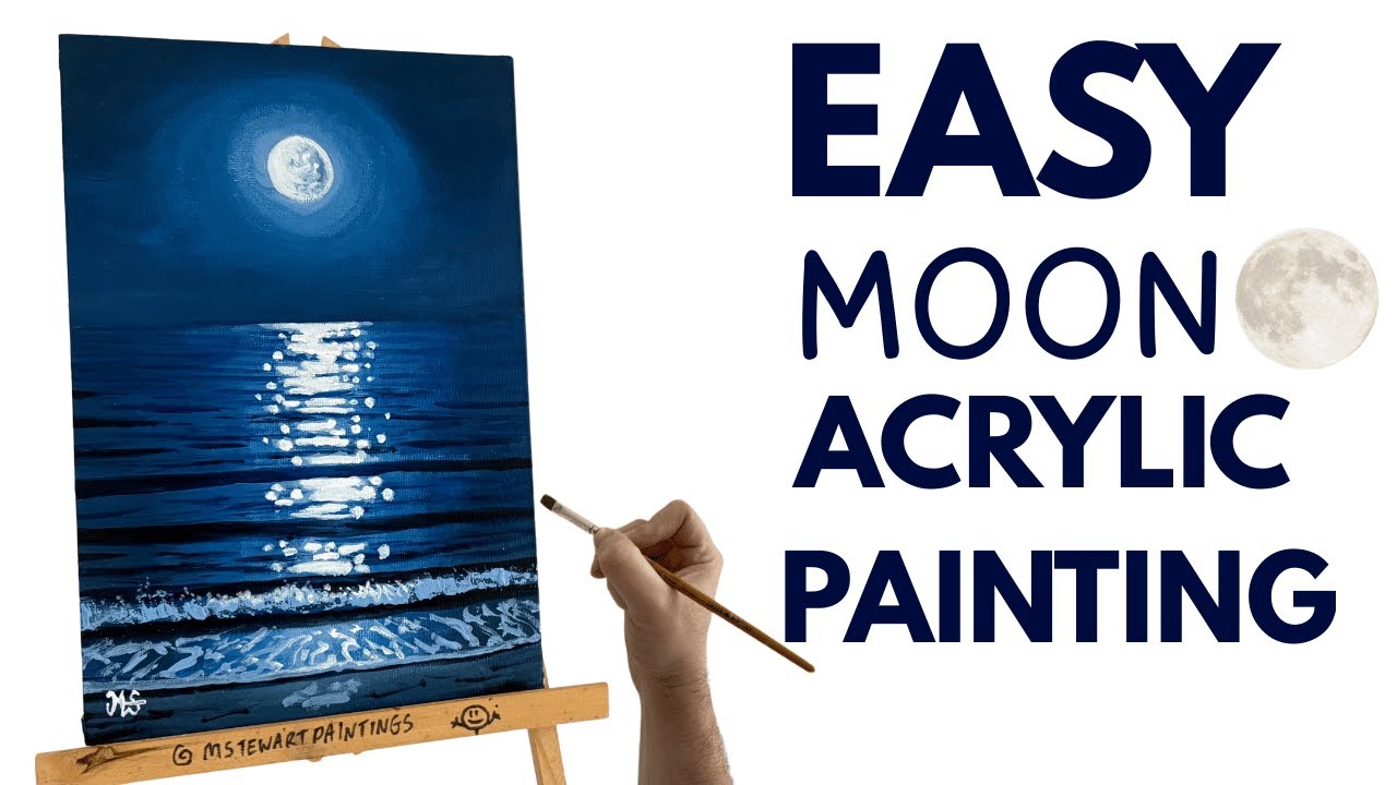 Easy Full Moon Acrylic Painting Tutorial For Beginners
