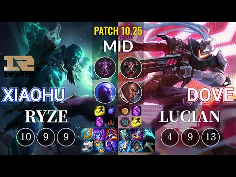 RNG Xiaohu Ryze vs Dove Lucian Mid - KR Patch 10.25