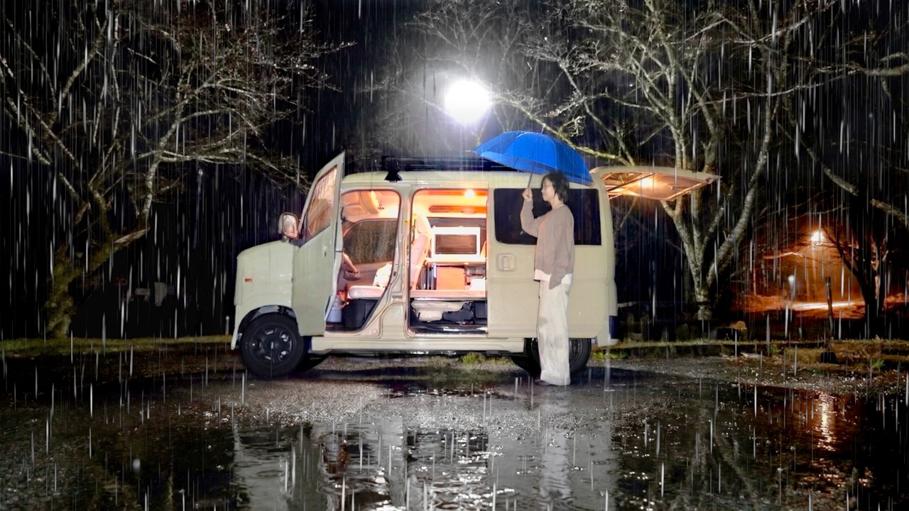 【大雨】納車後はじめての車中泊。新車両のリアルな居心地。