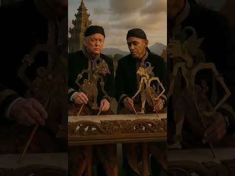 What if Trump & Obama play "Wayang kulit" ? as javanese *Jawa