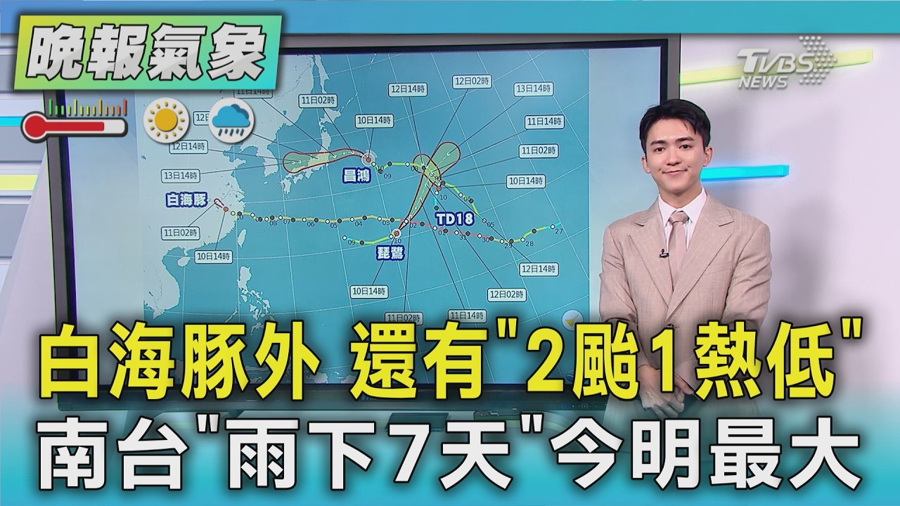 天氣/白海豚外 還有「2颱1熱低」 南台「雨下7天」 今明最大