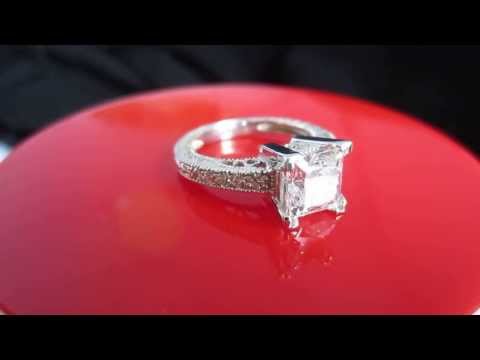 2.06 carat Solitaire PRINCESS cut mand made diamond ENGAGEMENT RING 14K white GOLD Jewelry Discount