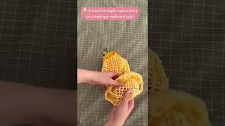 🧶💛🍋 Bolsa de crochê dobrável em formato de fruta! Uma ideia criativa 💛🧶✨#Croche #BolsaDeCroche