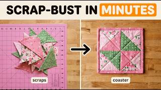 DIY Scrap Fabric Coasters | Easy Pinwheel Quilt Block Tutorial ☕