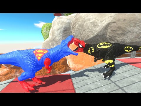 Superman T-Rex mountain death climb | Animal Revolt Battle Simulator