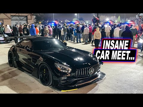 I took my widebody AMG to Dallas's CRAZIEST car meet... (Cops, Cars catching fire, 2-step comp..)