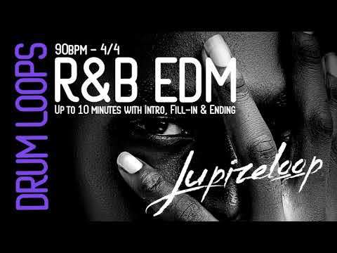 R&B Drum Loops type 808, 90bpm 4/4, with intro, verses, fill and ending. For singers, guitar, bass.