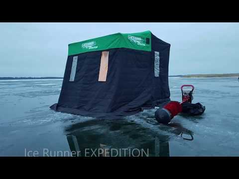 Ice Runner Expedition: BEST VALUE in a SPACIOUS, INSULATED three-person ice fishing shelter!