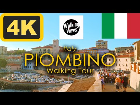 Piombino - Tuscany - Italy - Walking Tour - 4K 60fps video with Captions (CC).