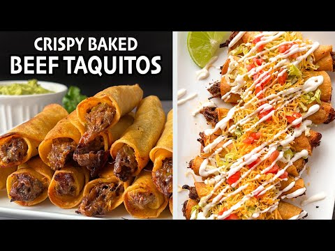Easy Crispy Shredded Beef Taquitos {BAKED, Not fried!}