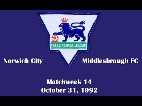 FA Premier League. Season 1992-1993. Matchweek 14. Norwich City - Middlesbrough - 1:1. Highlights.