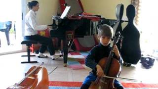 little cellist: gabriel (6) playing hunter's chorus