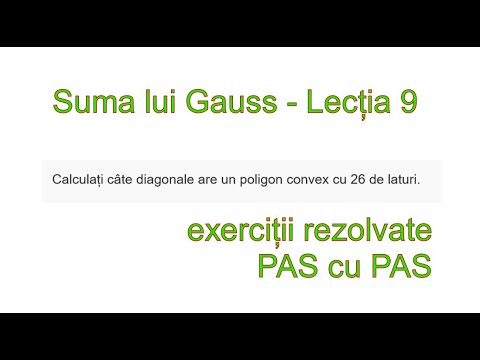 Lectia 9 - Suma lui Gauss | Câte diagonale are un poligon convex cu 26 de laturi?|Problemă rezolvată