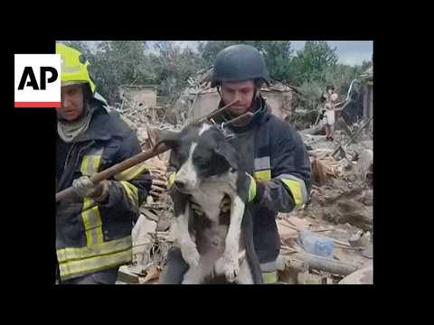 Ukrainian rescue workers on site after Russian strike kills two in Zaporizhzhia