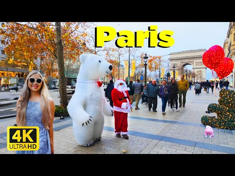 🇫🇷 14/12/2025 Paris Walk 4K60fps HDR ✨ -Champs Élysées, Avenue Montaigne, Village Royale- ☀️