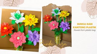 DIY CARA MEMBUAT BUNGA DARI KANTONG PLASTIK || How to make flowers from plastic bag