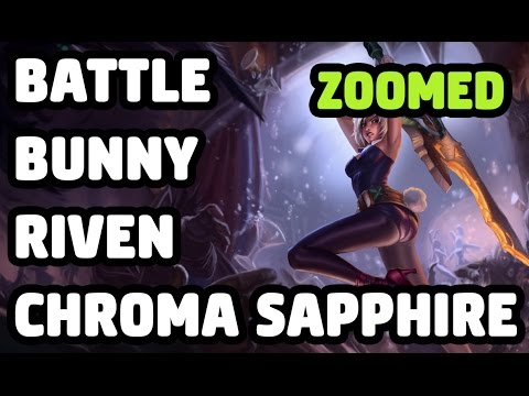 BATTLE BUNNY RIVEN CHROMA SAPPHIRE SKIN ZOOMED SPOTLIGHT - LEAGUE OF LEGENDS