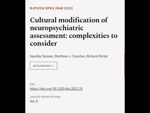 Cultural modification of neuropsychiatric assessment: complexities to consider | RTCL.TV