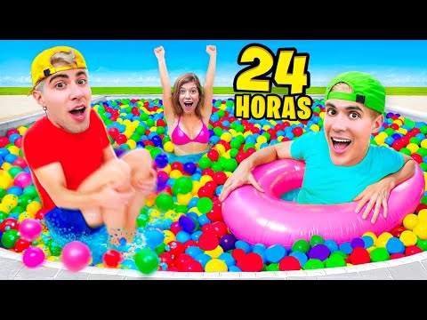 24 HOURS IN A POOL FULL OF BALLS !!