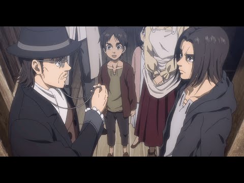 Grisha Sees Future Eren 4K | Grisha Stares At Eren Discussing Basement | Attack on Titan Episode 79