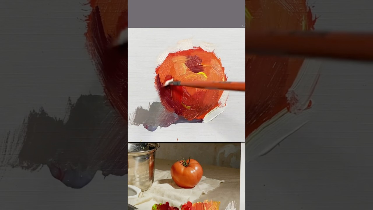 How to paint a realistic gouache tomato #art #shorts 🎨