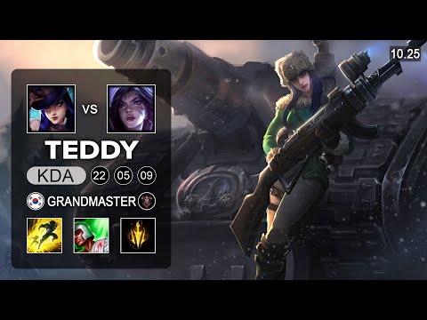 T1 Teddy Caitlyn bot vs Kai'sa - KR Grandmaster Patch 10.25