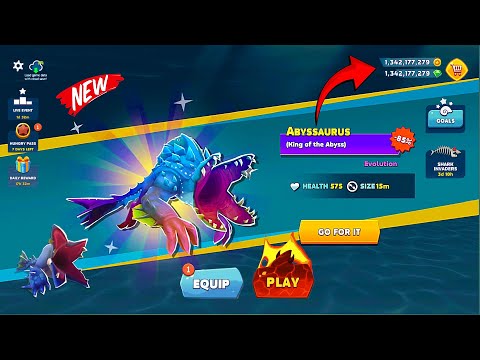 NEW ABYSSAURUS SHARK UNLOCKED GOT 85% OFF AND GAMEPLAY - BIG SHARK - ALL HUNGRY SHARK EVOLUTION