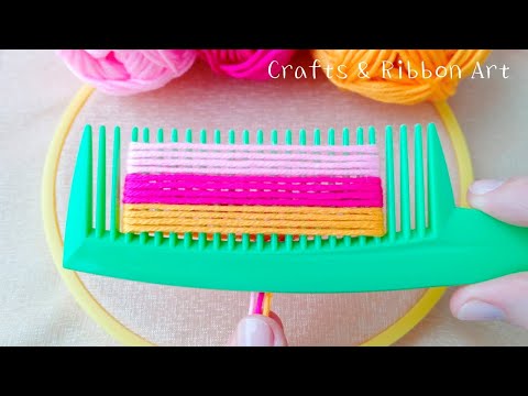 Super Easy Woolen Flower Making Trick with Hair Comb - Hand Embroidery Amazing Flower - Sewing Hack