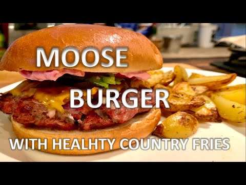 Moose burger recipe (with healthy fries). Hirviburgeri