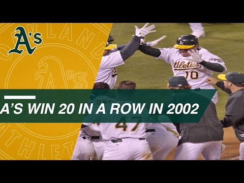 Relive the Oakland A's 20-game win streak in 2002