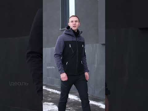 Куртка мужская softshell весенняя осенняя korol черно-серая ветровка демисезонная софтшелл - фото 1 - id-p1653066625