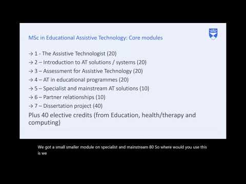 Introduction to the new MSc in Educational Assistive Technology