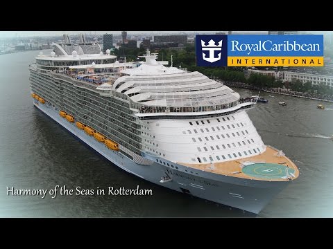 Harmony of the Seas biggest cruise ship leaving Rotterdam to Southampton HD Timelapse