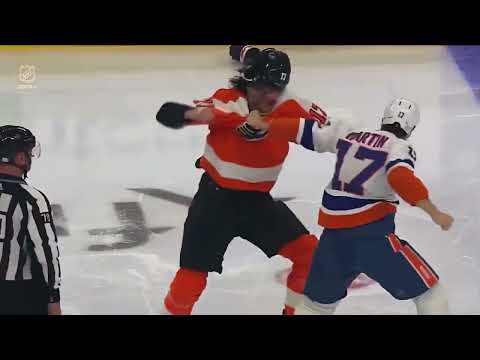 Back to Back fights between the Philadelphia Flyers vs New York Islanders (2022 NHL)