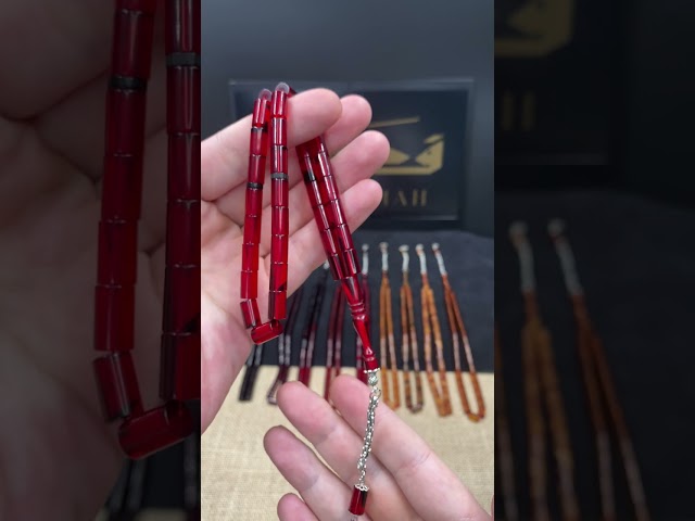 سبحة فاتوران أحمر كرزي – كركوشة معدنية أنيقة