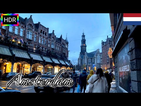 🇳🇱【HDR 4K】Amsterdam Winter  Walk - Jordaan from Rozengracht (November, 2021)