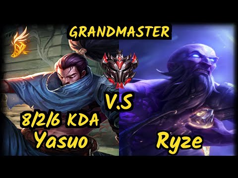 SKT T1 Faker (YASUO) vs RYZE - 8/2/6 KDA MID GAMEPLAY - KR Ranked GRANDMASTER