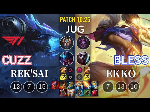 T1 Cuzz Rek'Sai vs Bless Ekko Jungle - KR Patch 10.25