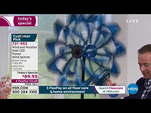 Wind and Weather Solar LED Flower Wind Spinner