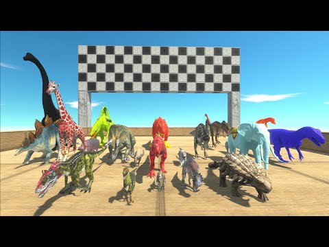 2 IN 1 SPEED RACE DINOSAURS VS ANIMAL SUPERHEROES CHAMPIONSHIP - Animal Revolt Battle Simulator