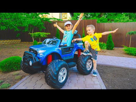 आर्थर और मेलिसा नई कार खिलौना राक्षस ट्रक के साथ खेलते हैं