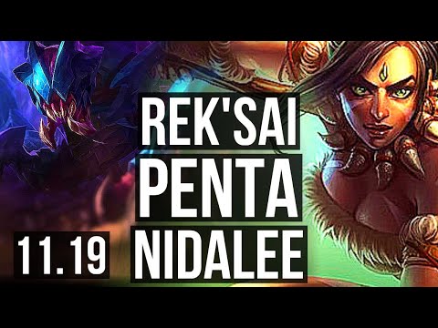 REK'SAI vs NIDALEE (JUNGLE) | Penta, 400+ games, Dominating | KR Grandmaster | v11.19